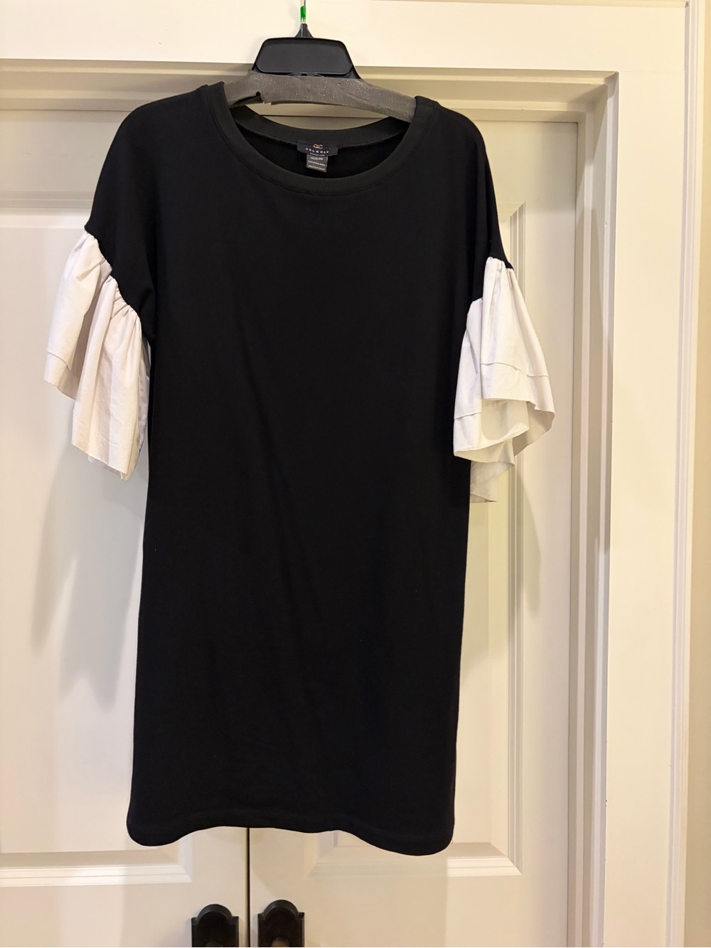 Coleman Collection Black Dress with White Ruffle Short Sleeves